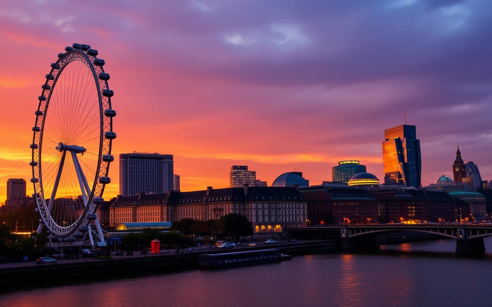 London skyline at sunset